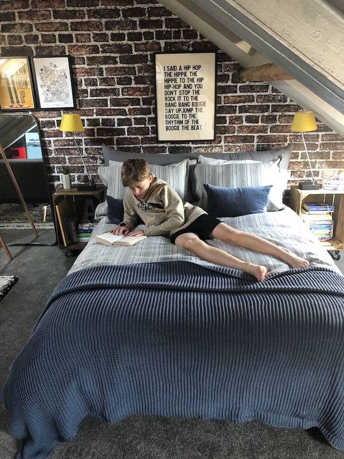 Revamp Restyle Reveal, teenage boys bedroom, double bed, maison du monde