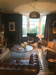 living room, leather chesterfield, habitat lighting