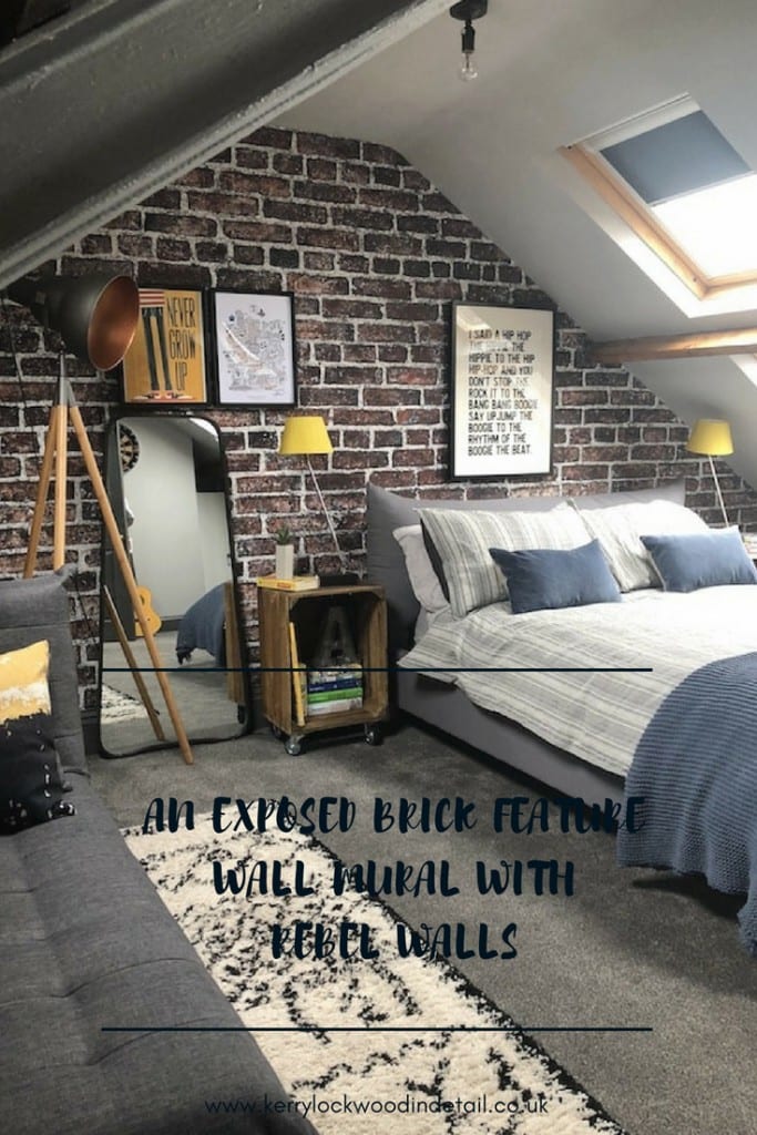 An exposed brick feature wall mural with Rebel walls
