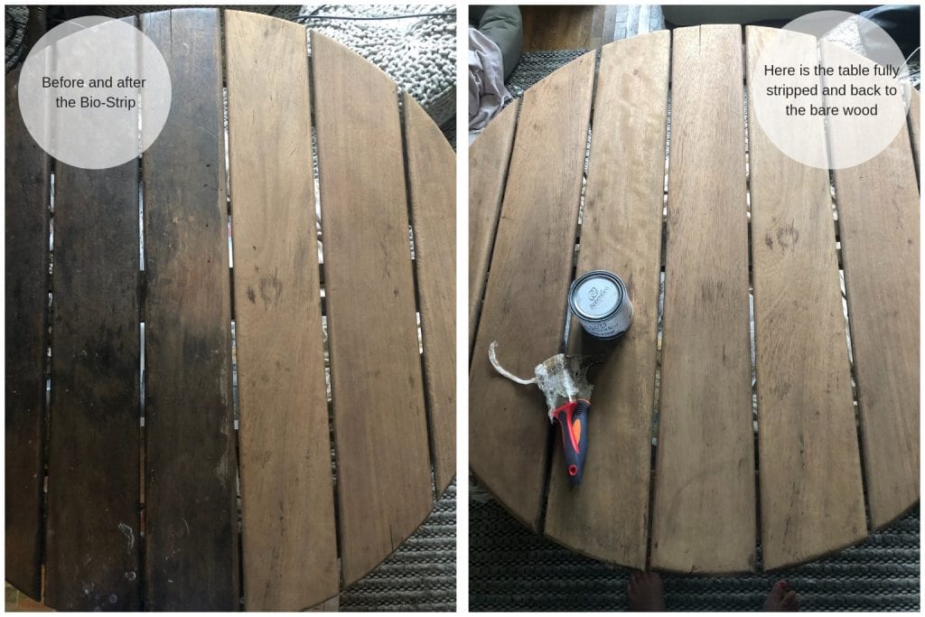 Bio-Strip table before and after then fully stripped